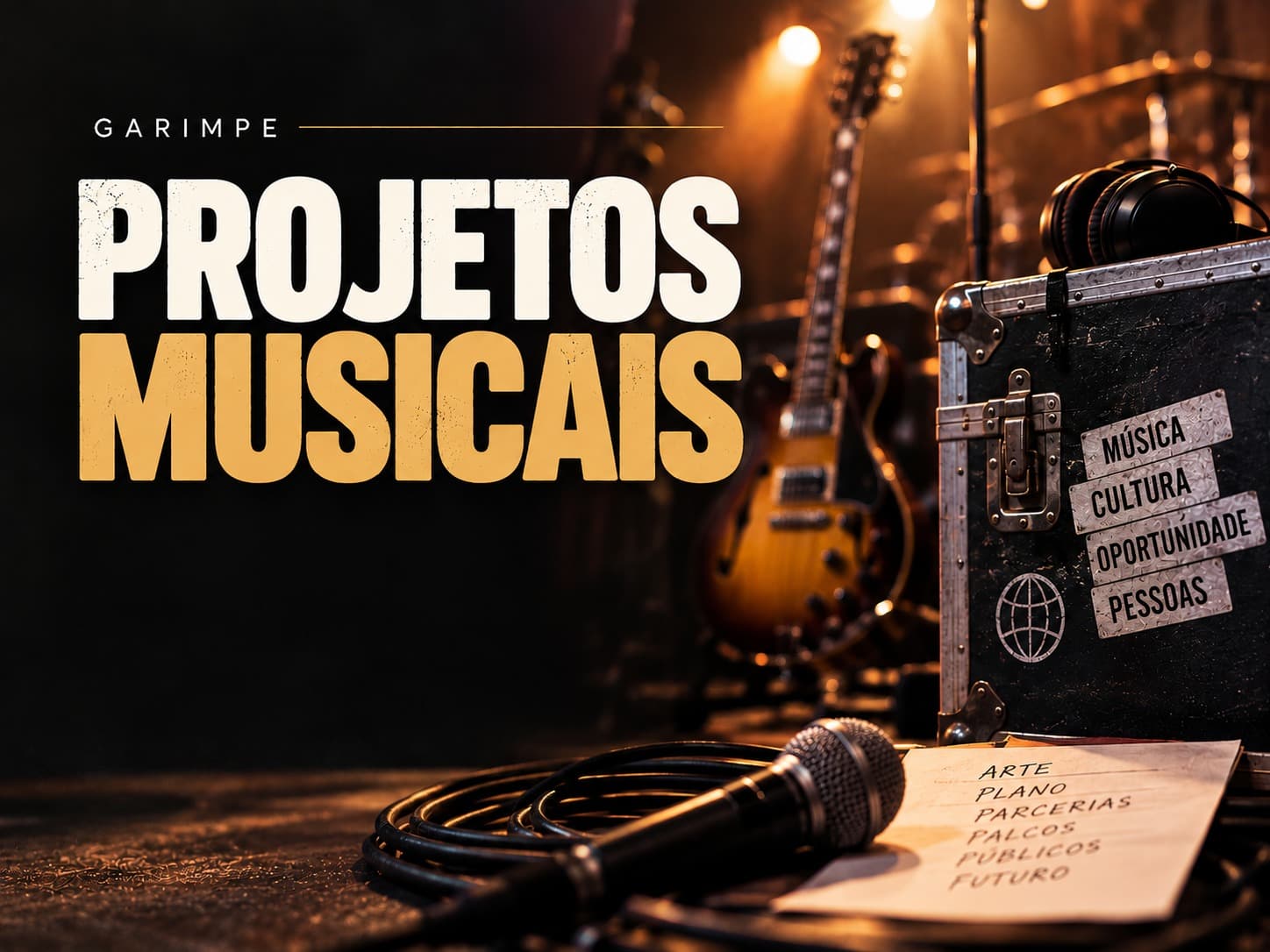 Músico cantando ao microfone ao lado de um amplificador